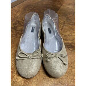 Talbots Women’s 9 Blakely Cozy Gold Fabric Ballet Slipper Sherpa Lined Flats